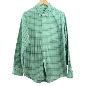 Jos. A. Bank Executive Men's Green Blue Plaid Button Down Shirt, Size Large
